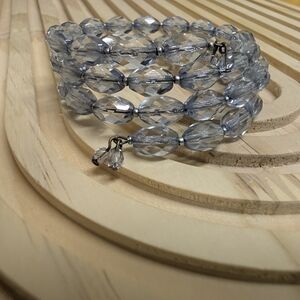 Crystal Glass Beads Wrap Bracelet - Clear Light Blue